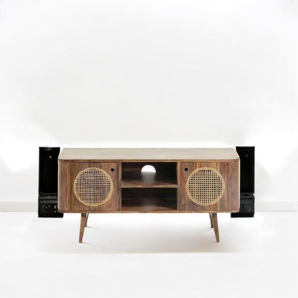 Compact Elegance Mango Wood Media Console