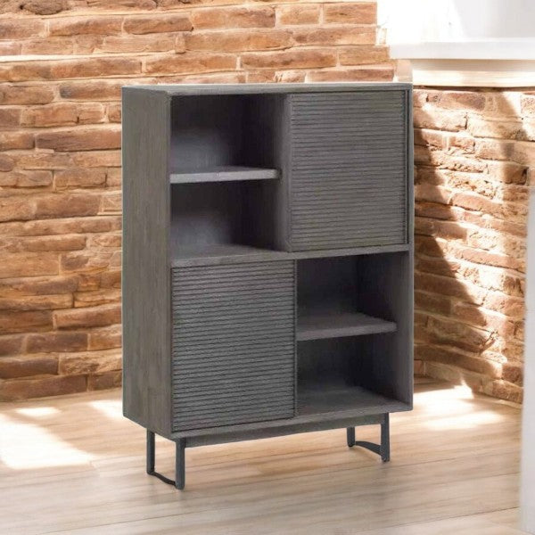 Solid Mango Wood Bookcase in Coastal Brown