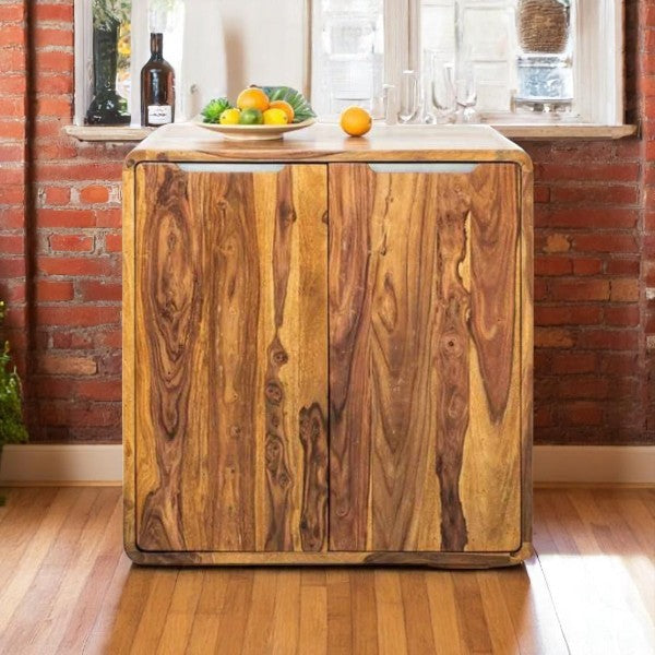 Heritage Sheesham Wood Bar Cabinet in Natural Finish