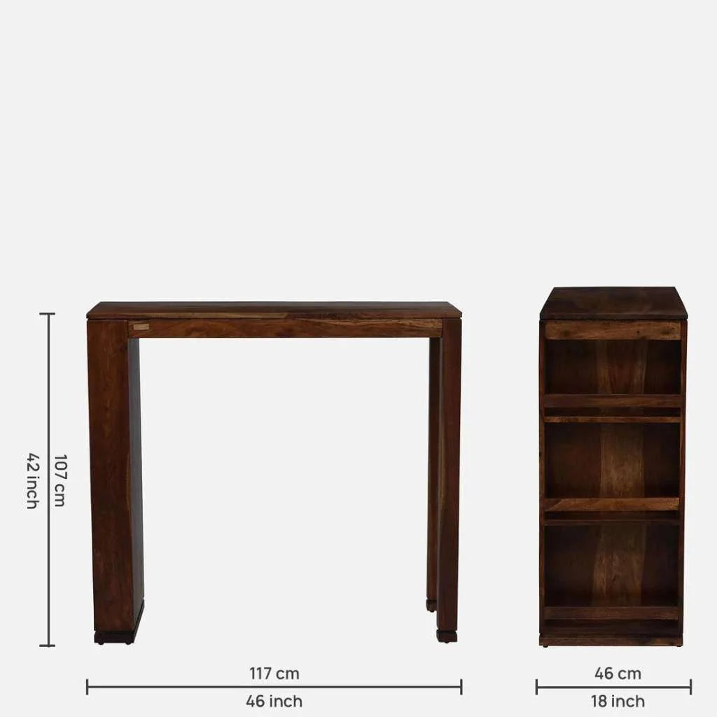 Sheesham Wood Bar Table Set with Two Matching Stools