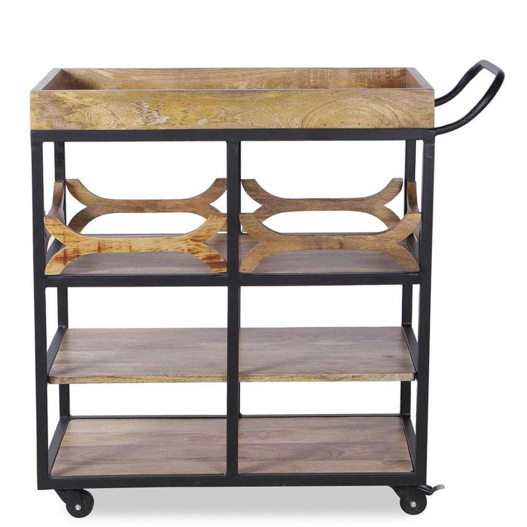 Heritage Teak Solid Wood Bar Trolley