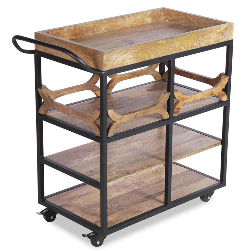 Heritage Teak Solid Wood Bar Trolley