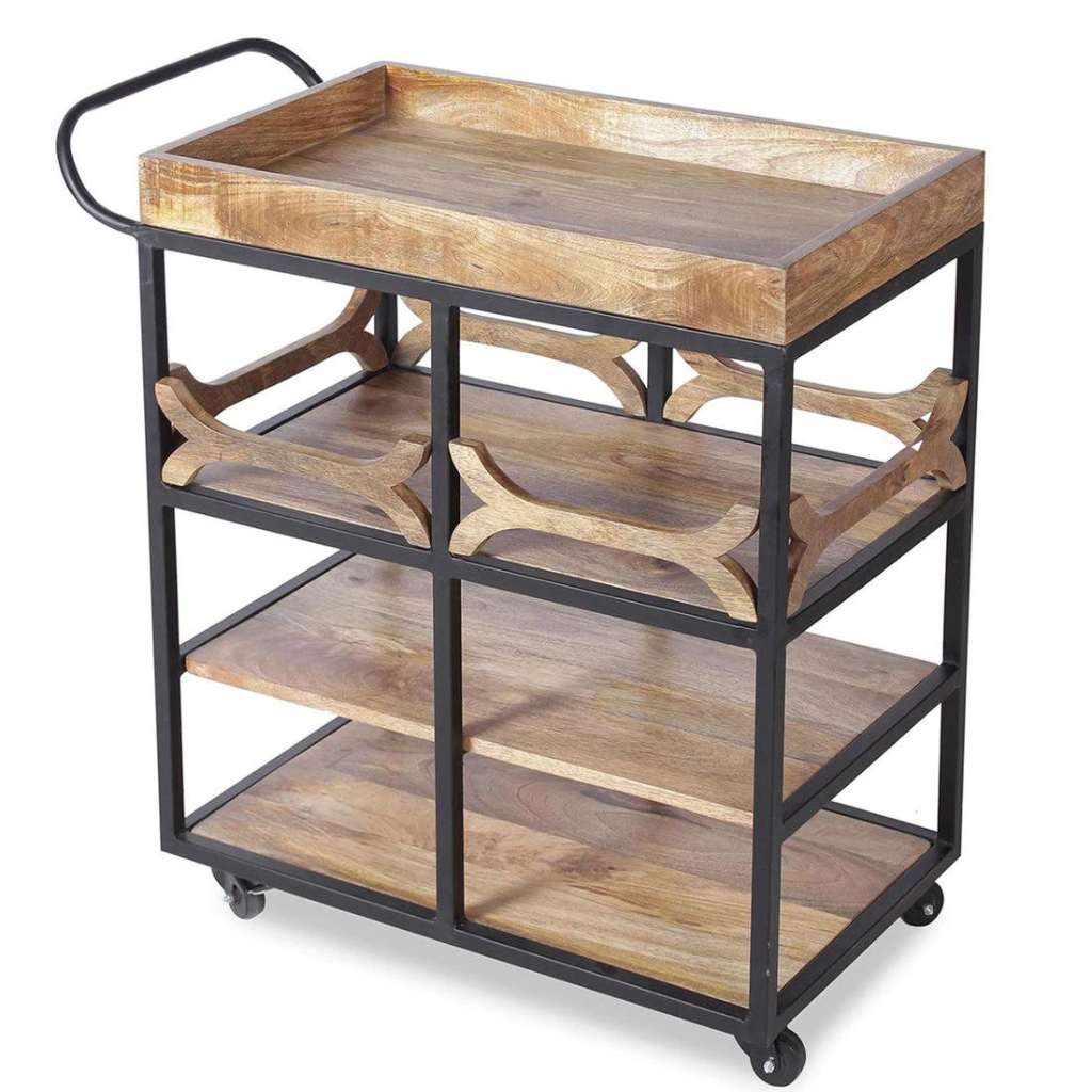 Heritage Teak Solid Wood Bar Trolley
