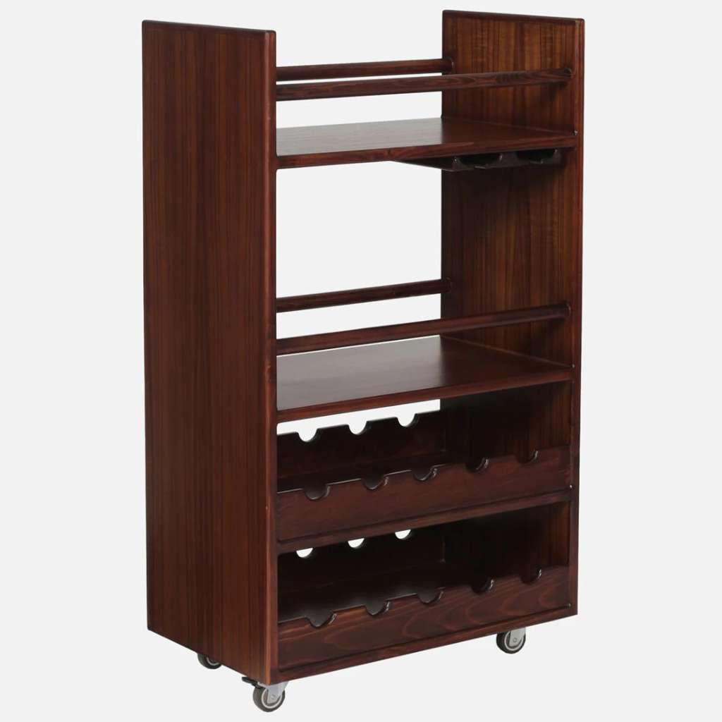 Walnut Charm Solid Wood Bar Trolley