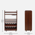 Walnut Charm Solid Wood Bar Trolley