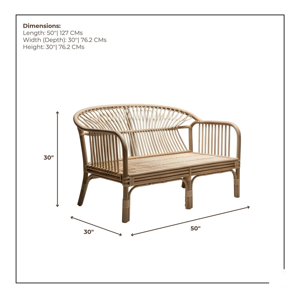 Hikari Nest Natural Rattan 2-Seater Sofa