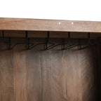 Walnut-Finished Sheesham Wood Hand-Carved Bar Cabinet