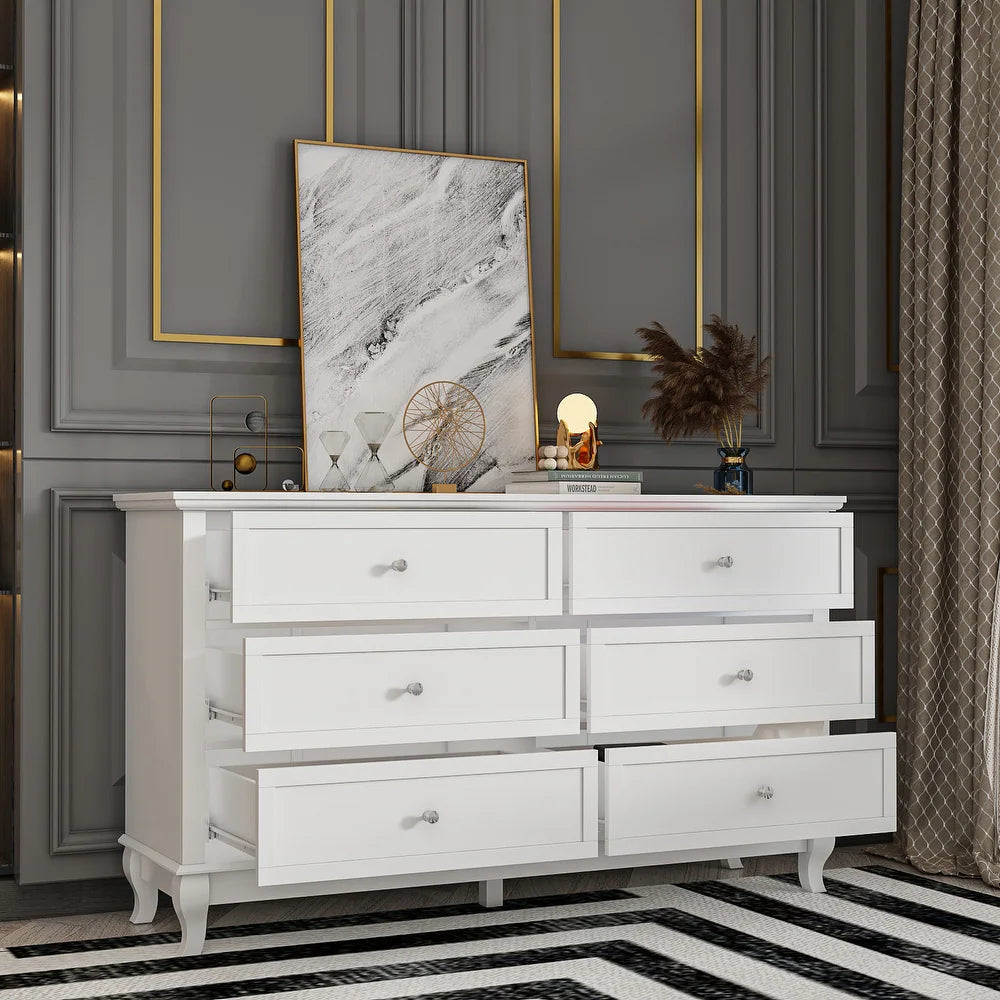 White Beauty Wooden Chest with 6 Drawers
