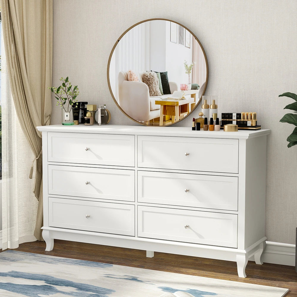 White Beauty Wooden Chest with 6 Drawers