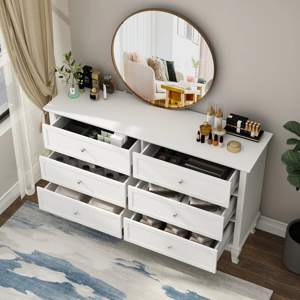 White Beauty Wooden Chest with 6 Drawers