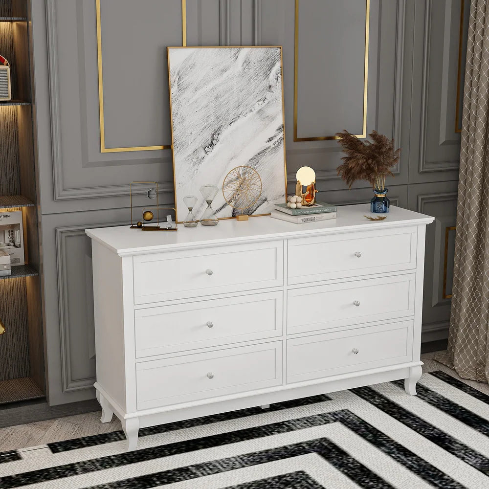 White Beauty Wooden Chest with 6 Drawers