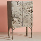 Elegant Foliage Handcarved Bar Cabinet