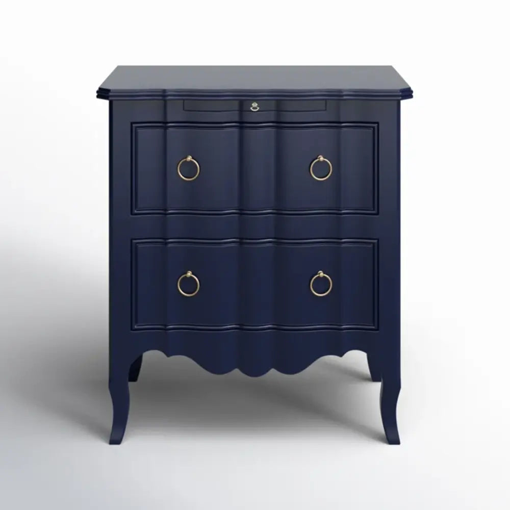 Solid Wood 2 Drawer Chest of Drawers in Blue