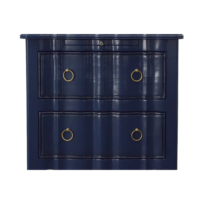 Solid Wood 2 Drawer Chest of Drawers in Blue
