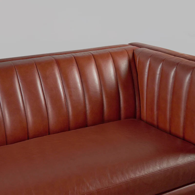 Brand New Linea Cognac Leather Three-Seater Sofa