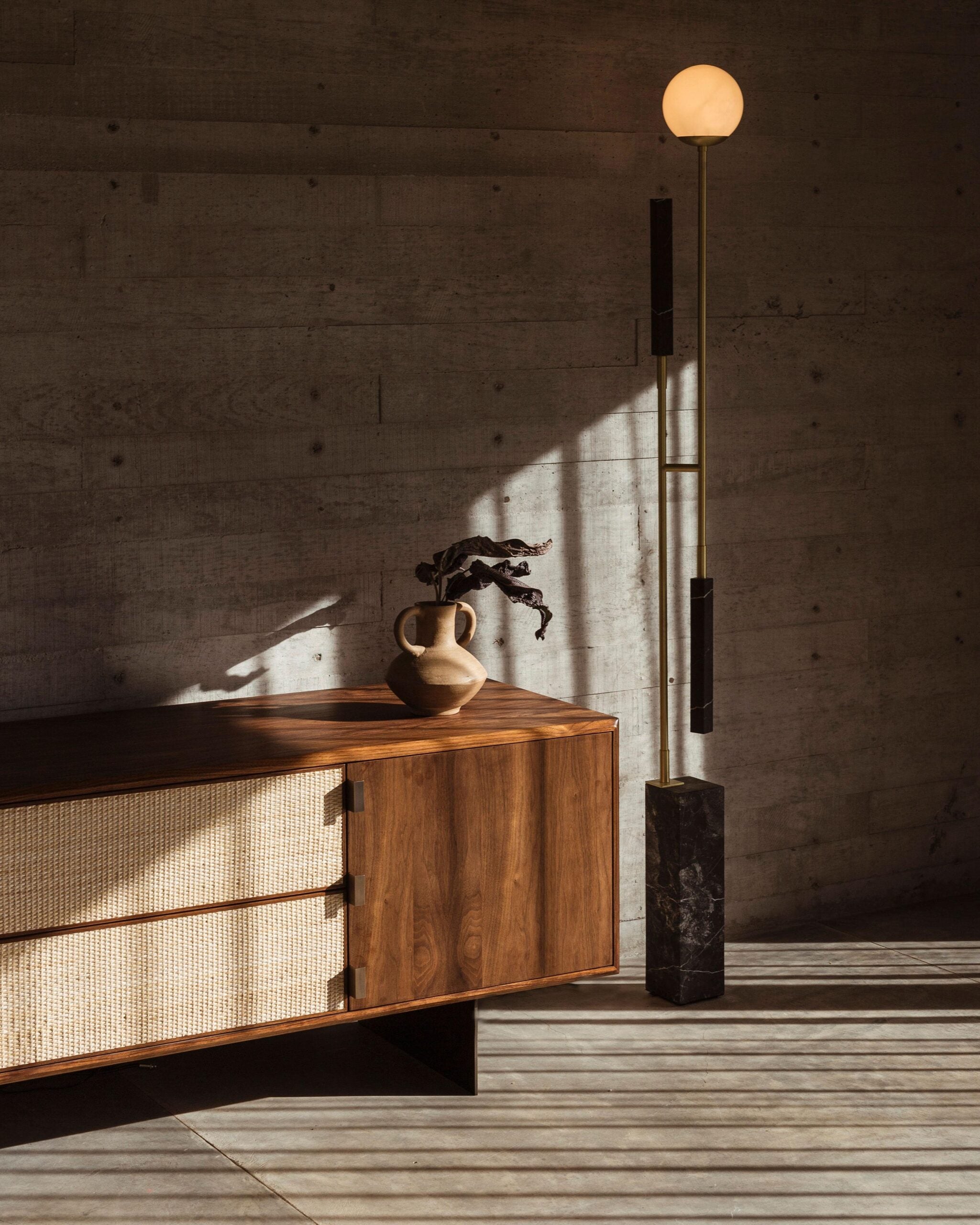 Modern Solid Wood Augusto Credenza With Rattan