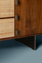Modern Solid Wood Augusto Credenza With Rattan