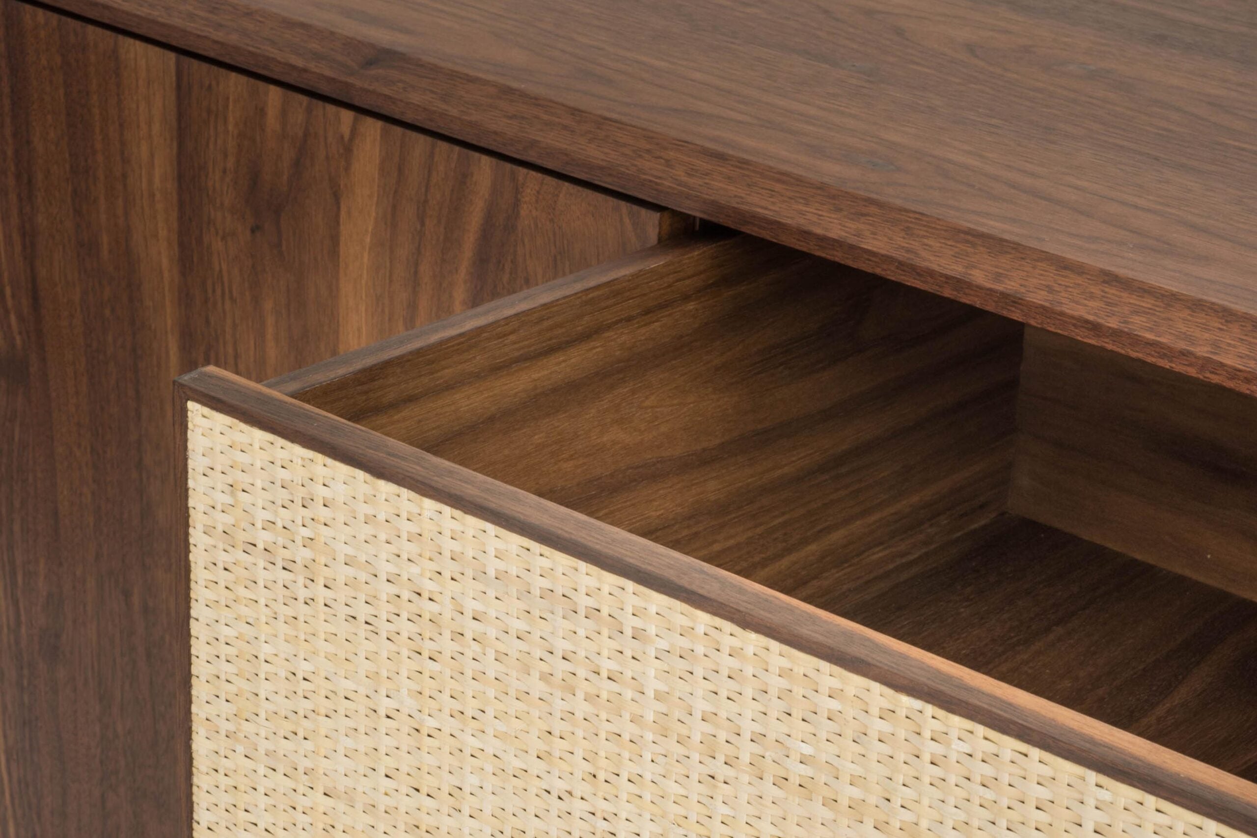 Modern Solid Wood Augusto Credenza With Rattan