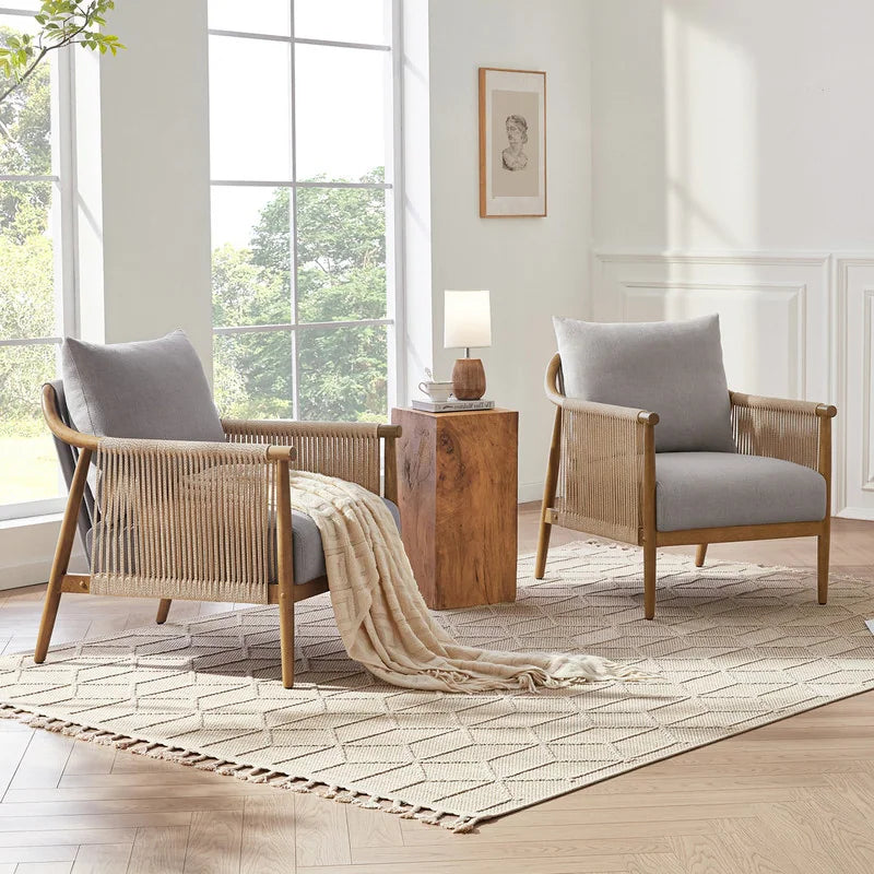 Lynn Accent Chair with Braided Wood Arm