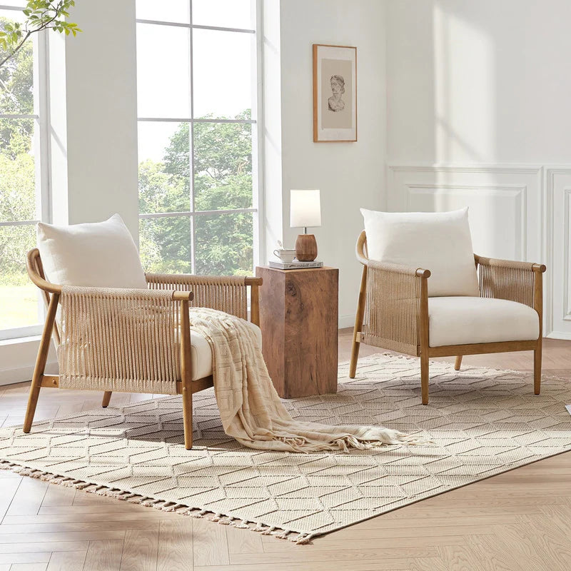 Lynn Accent Chair with Braided Wood Arm