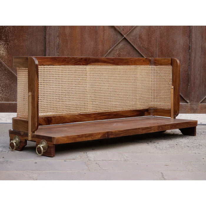 Vintage Farmhouse Sheesham Wood Cane Back Swing