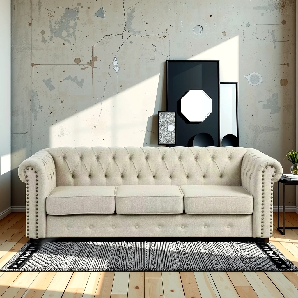 Regency Chesterfield Beige Sofa