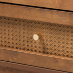 Walnut Rattan Dresser