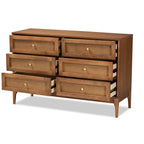 Walnut Rattan Dresser