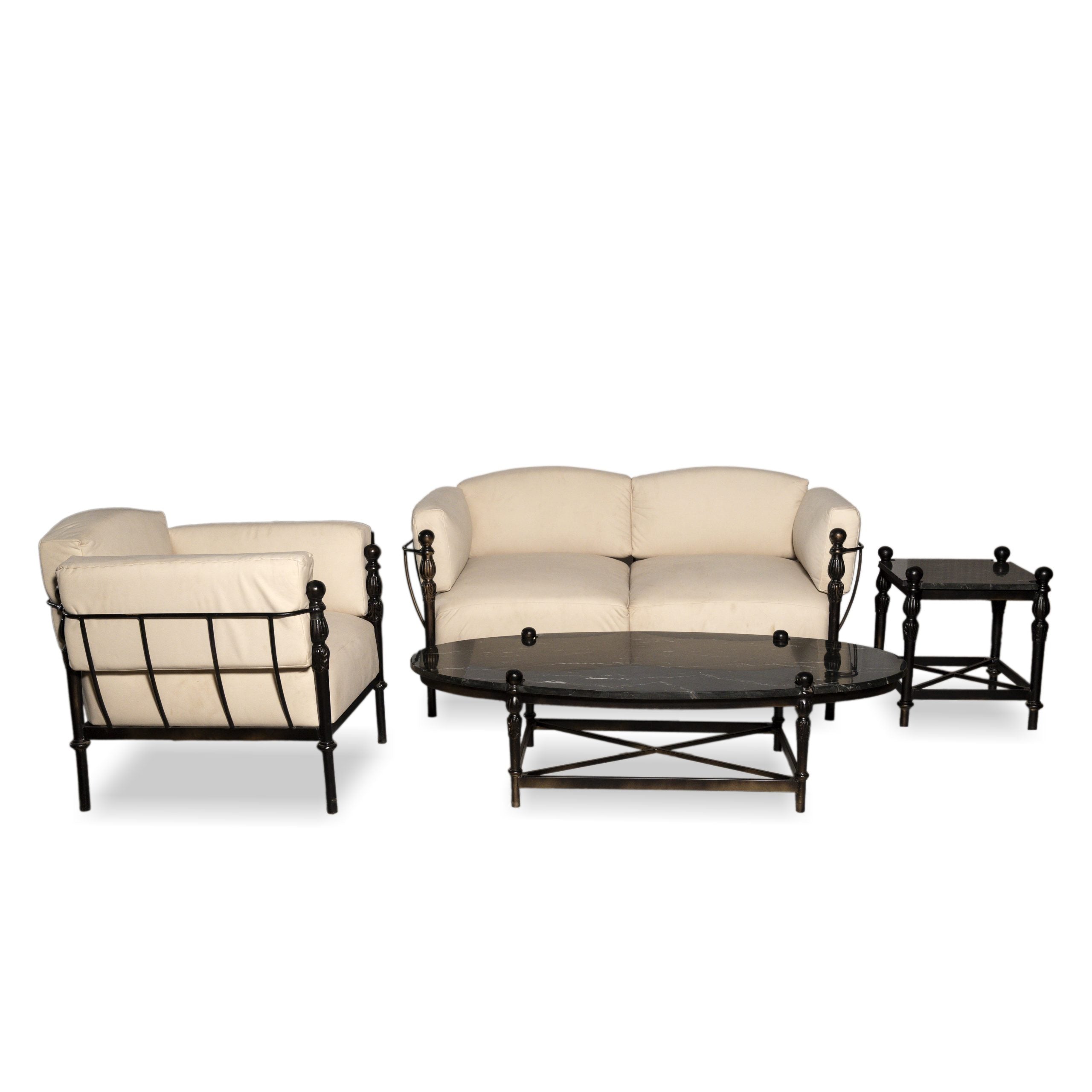 Regal Iron and Marble Living Room Furniture Set