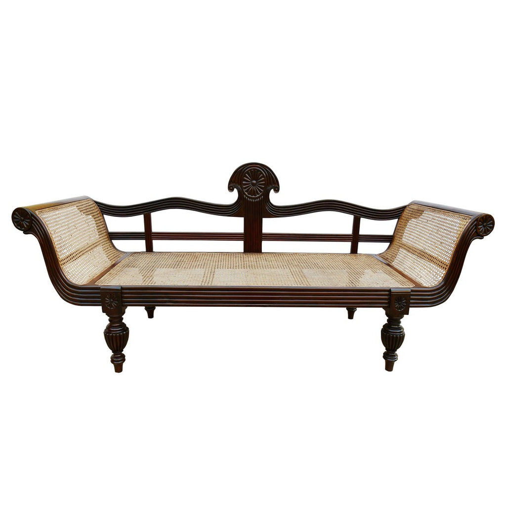 Regal Woven Rattan Diwan in Teak Wood
