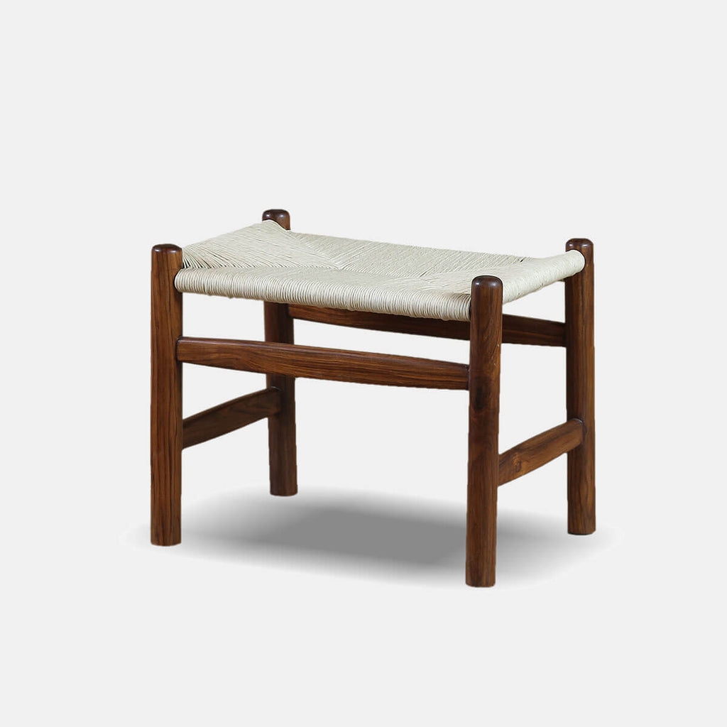 Nordic Teakwood Woven Stool
