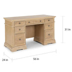 Sheesham Wood Pedestal Desk with 7 Drawers