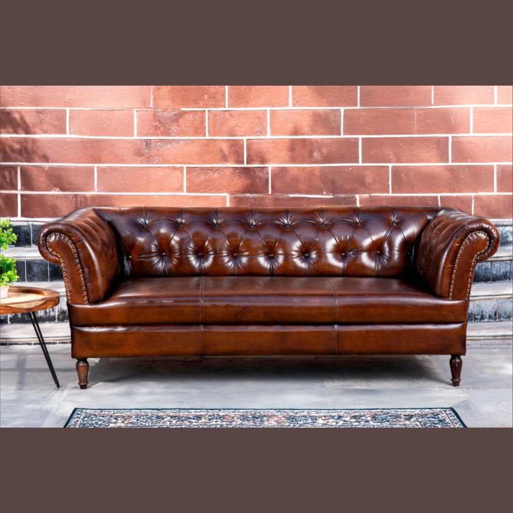 Oxford Classic Chesterfield Sofa in Tan Leather