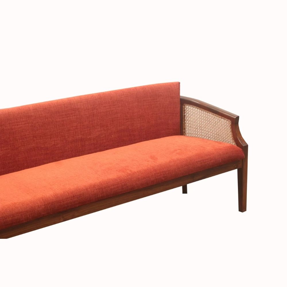 Heritage Teak and Cane Sofa Set with Cushions