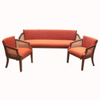 Heritage Teak and Cane Sofa Set with Cushions