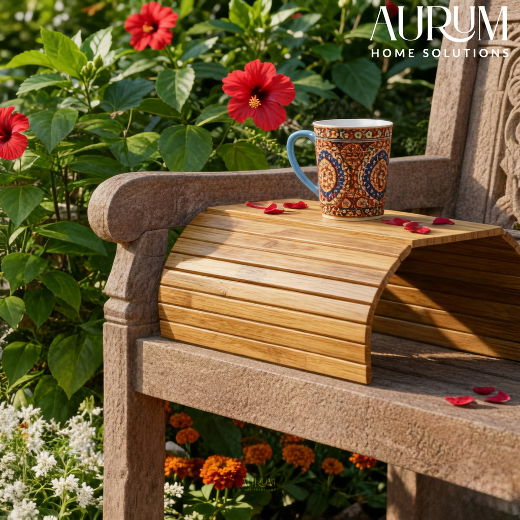 Sofa Armrest Tray with Bamboo Base | Haven Drink Holder