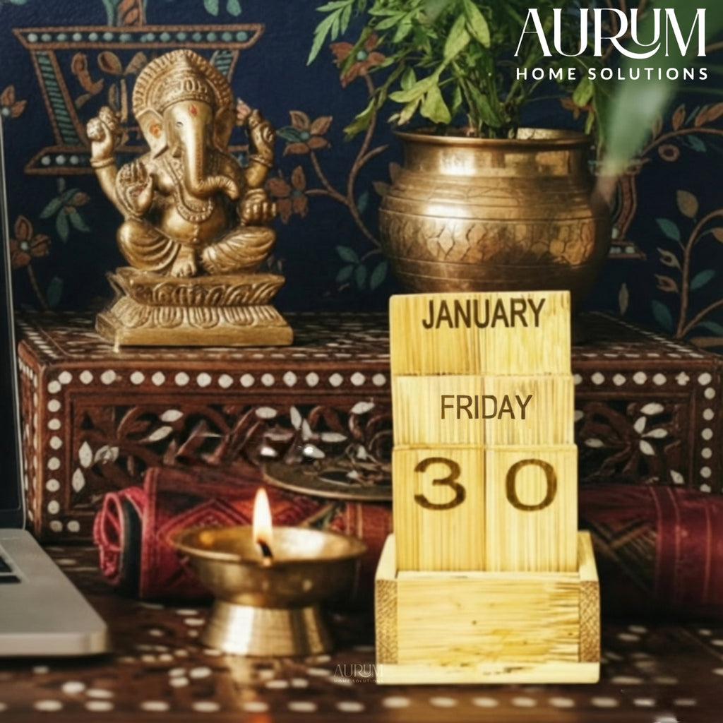 Table Calendar Bamboo Desk Organizer | Timeless Eco Decor