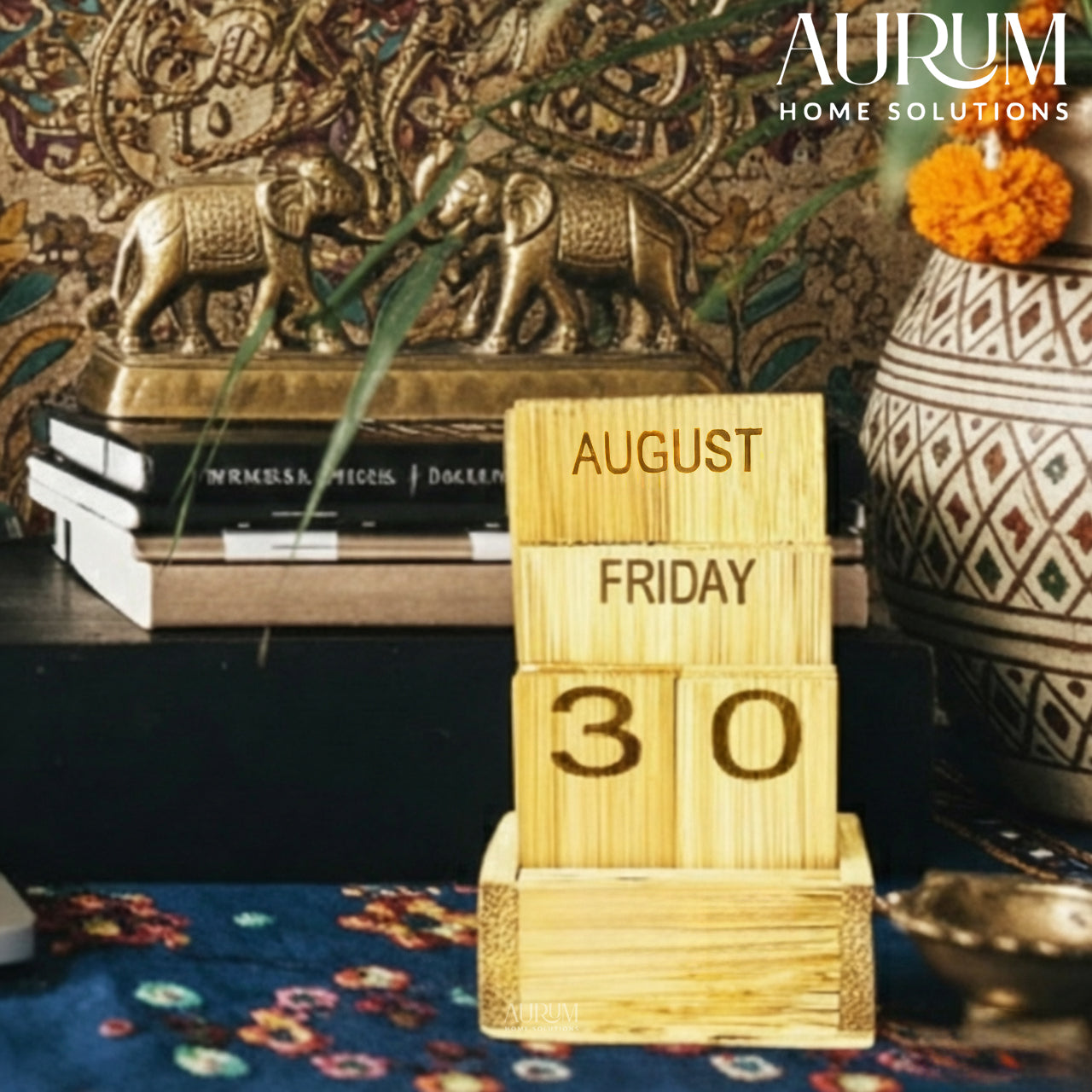 Table Calendar Bamboo Desk Organizer | Timeless Eco Decor