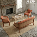 Heritage Teak and Cane Sofa Set with Cushions