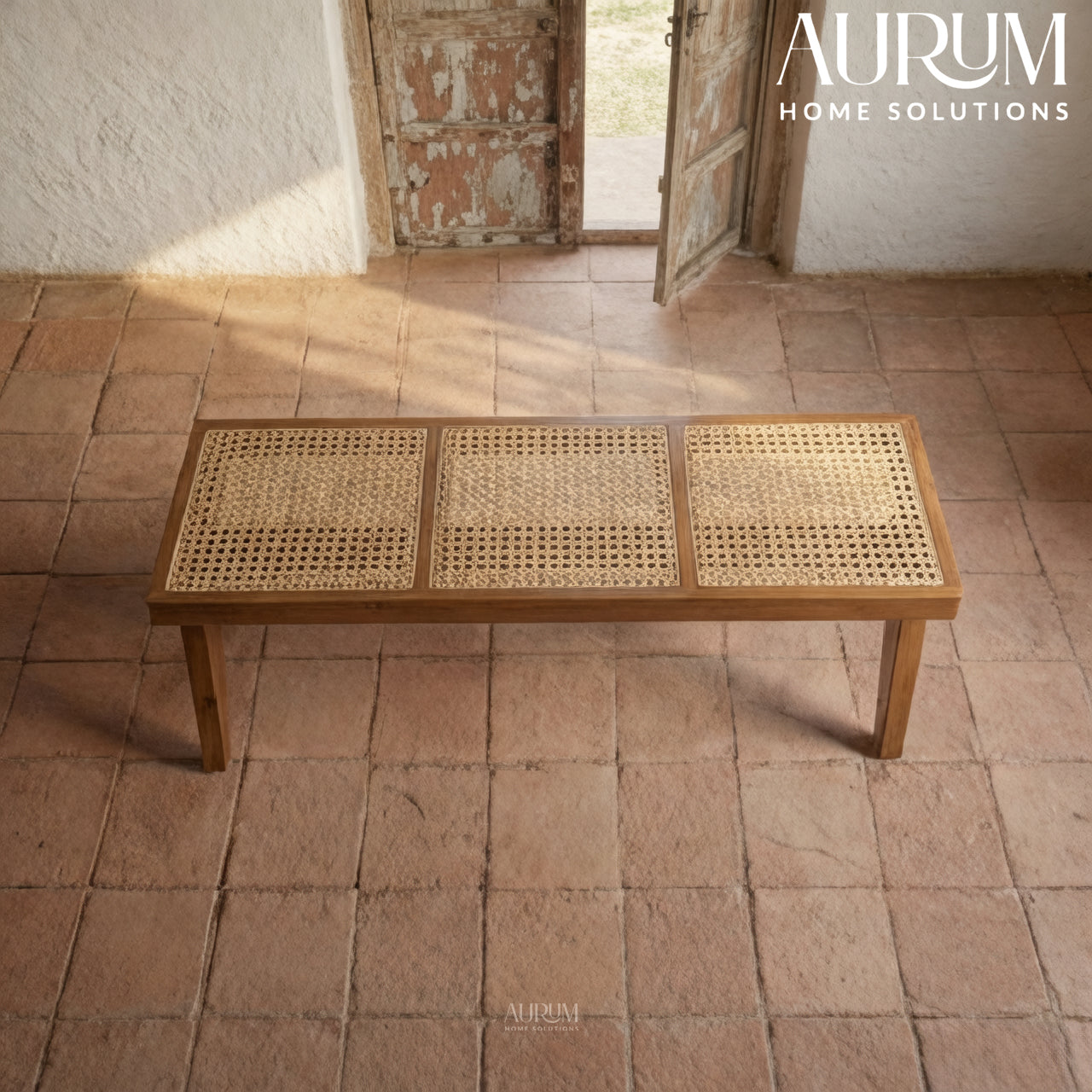 Natural Cane Accent Bench