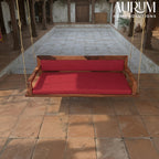 Red Back Upholstered Heritage Style Handmade Wooden Swing