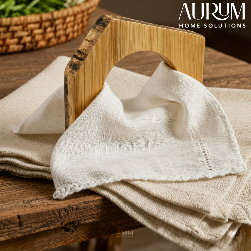 Napkin Ring Set with Bamboo Design | ZenStyle 4-Piece Elegant Table Decor