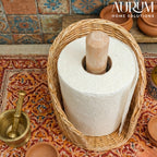 Paper Towel Holder Jiggler with Natural Rattan Weave