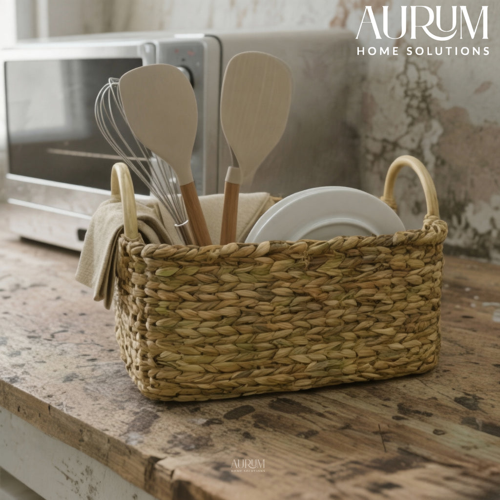 Organizer with Water Hyacinth | Rattanest Handle Storage Box