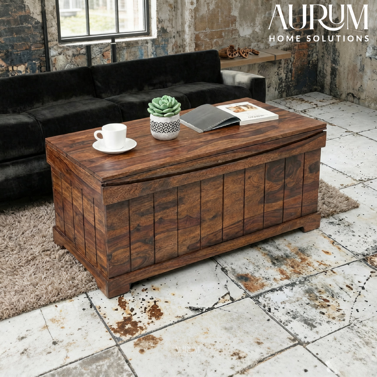 Heirloom Sheesham Wood Trunk in Teak Look