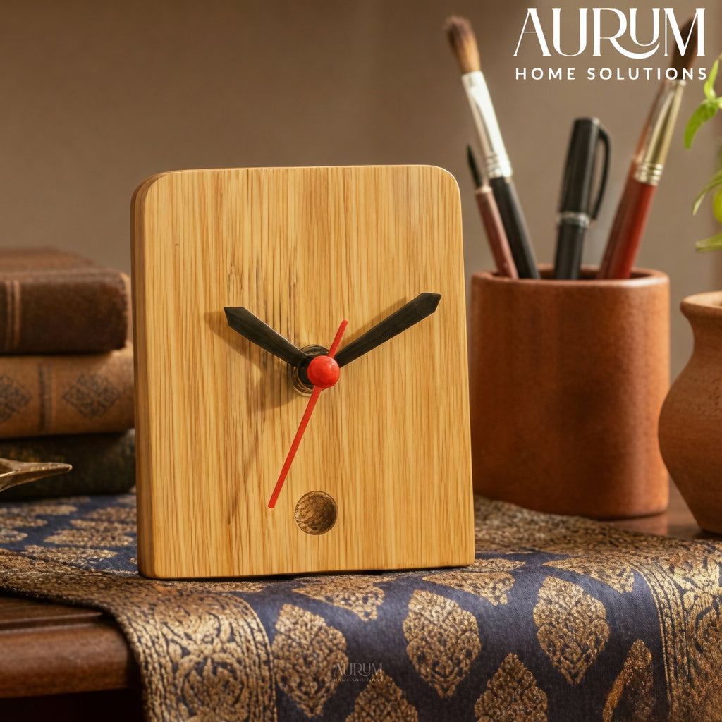 Table Clock Bamboo Desk Timekeeper | Minimalist Decor