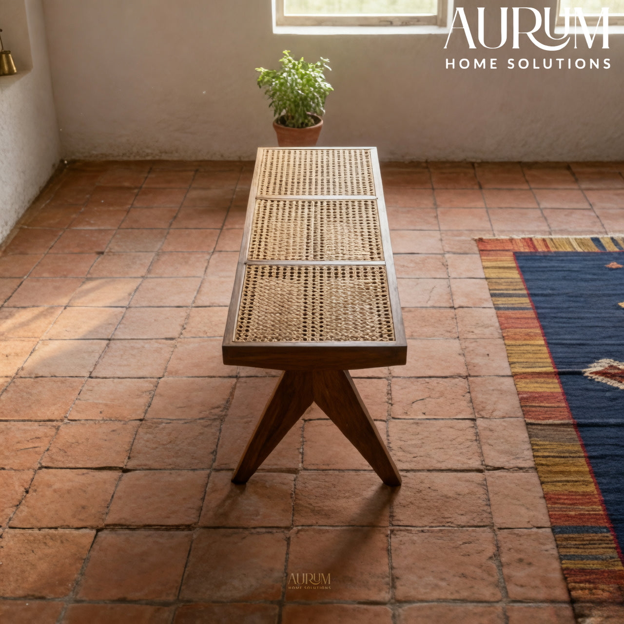 Natural Cane Accent Bench
