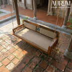 Charming Handmade Sheesham Wood Swing with Cream Upholstery