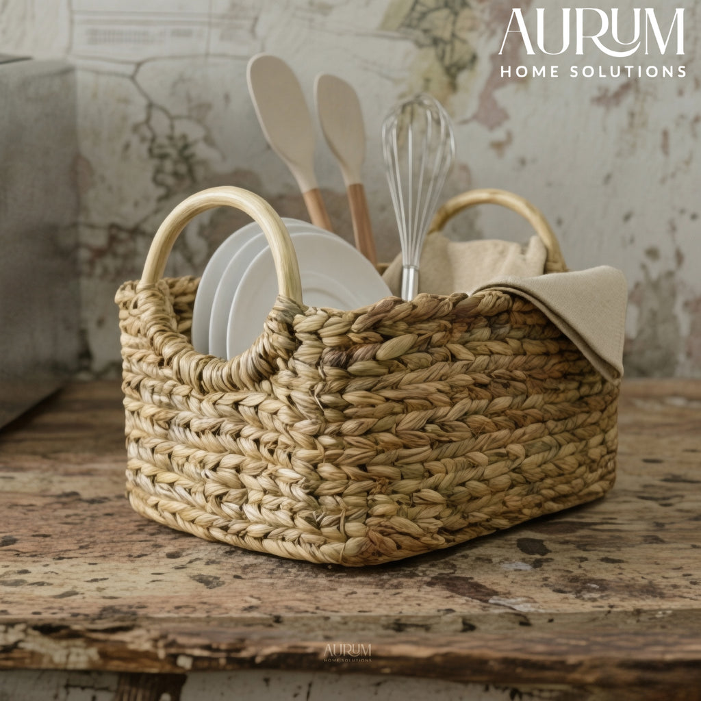 Organizer with Water Hyacinth | Rattanest Handle Storage Box