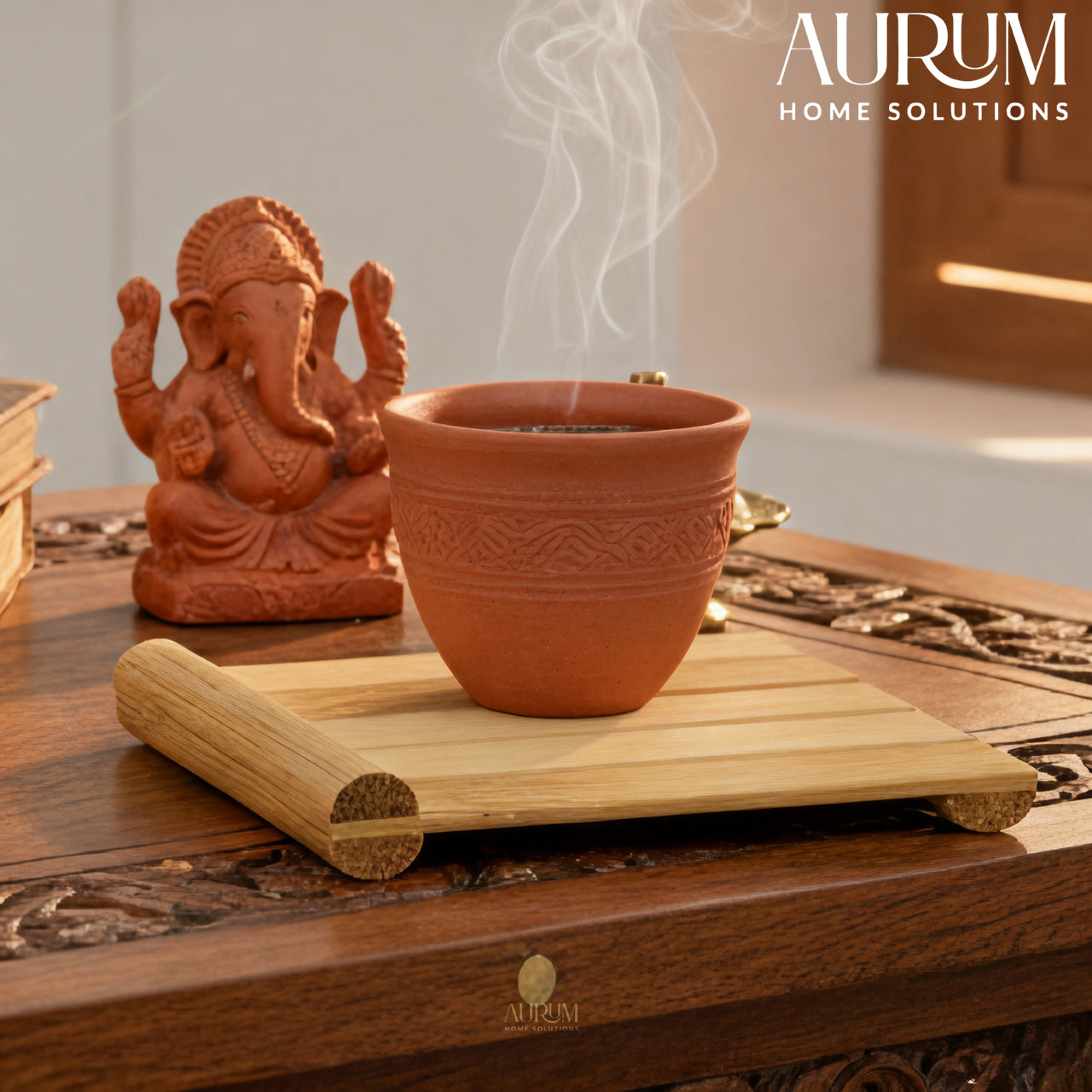 Coaster Set Mug Mount with Bamboo Stands for Homes (Set of 4)